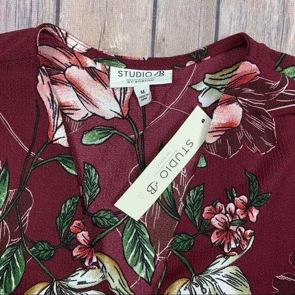 Bobeau burgundy floral dress - Picture 3 of 5